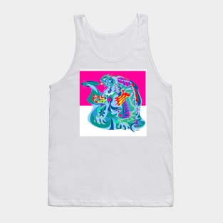 blue tortoise gamera beast kaiju in ecopop mexican patterns art Tank Top